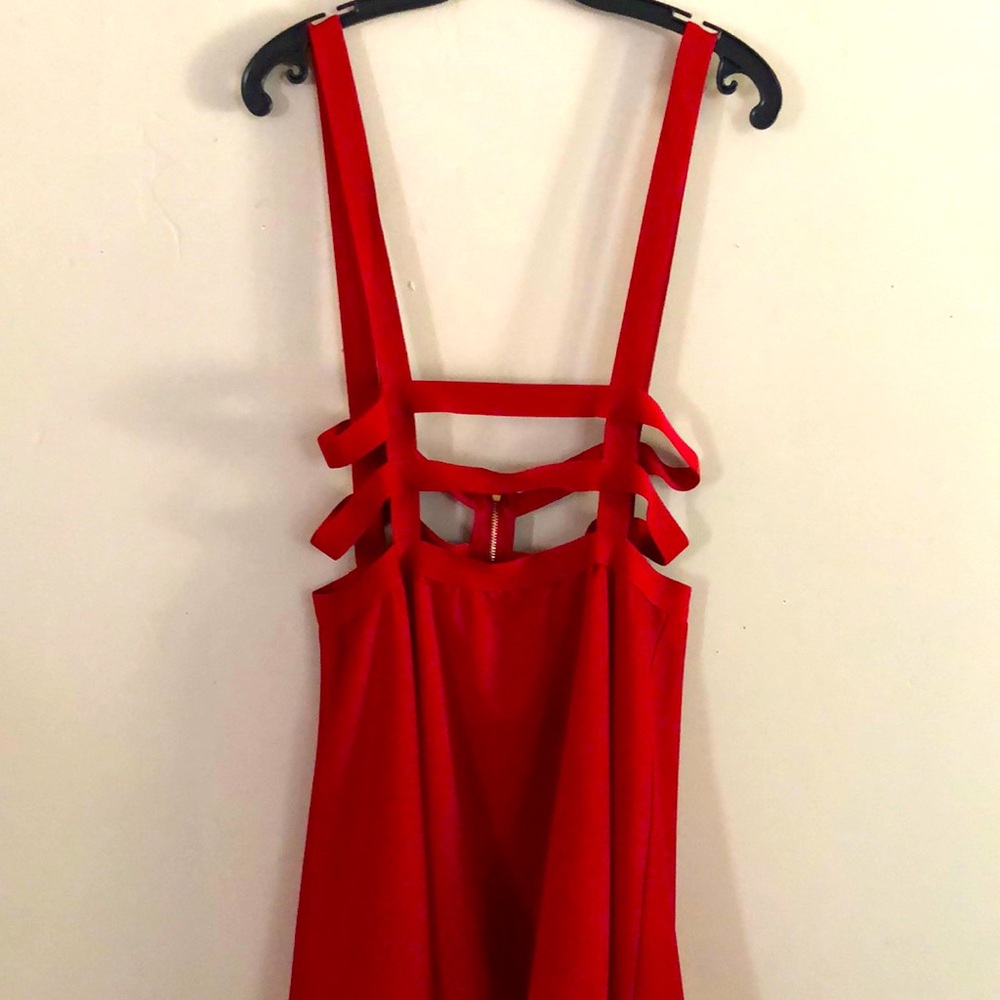 Cool Red Suspender Skater Skirt